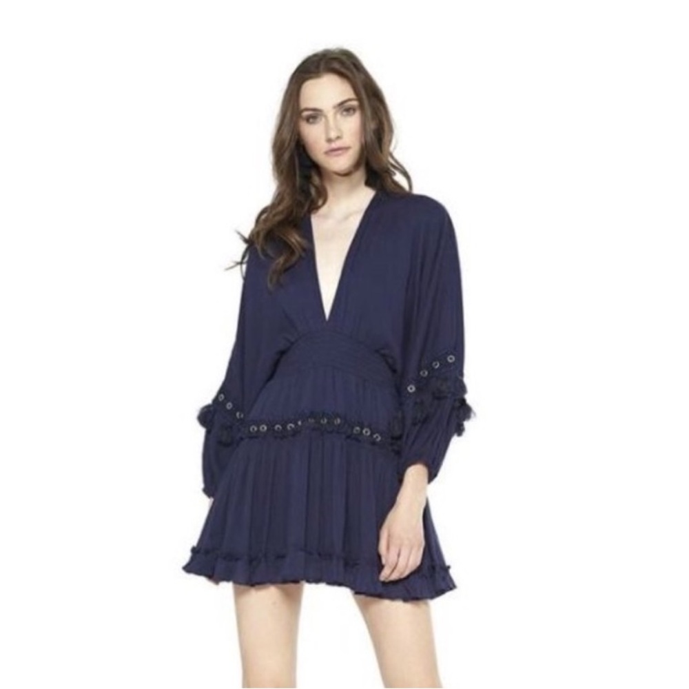MISA Los Angeles Blue Tassel Dress